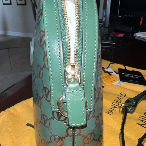 VALENTINO by Mario Valentino Diana Monogram Leather Crossbody Bag in Green - NWT - Picture 10 of 10